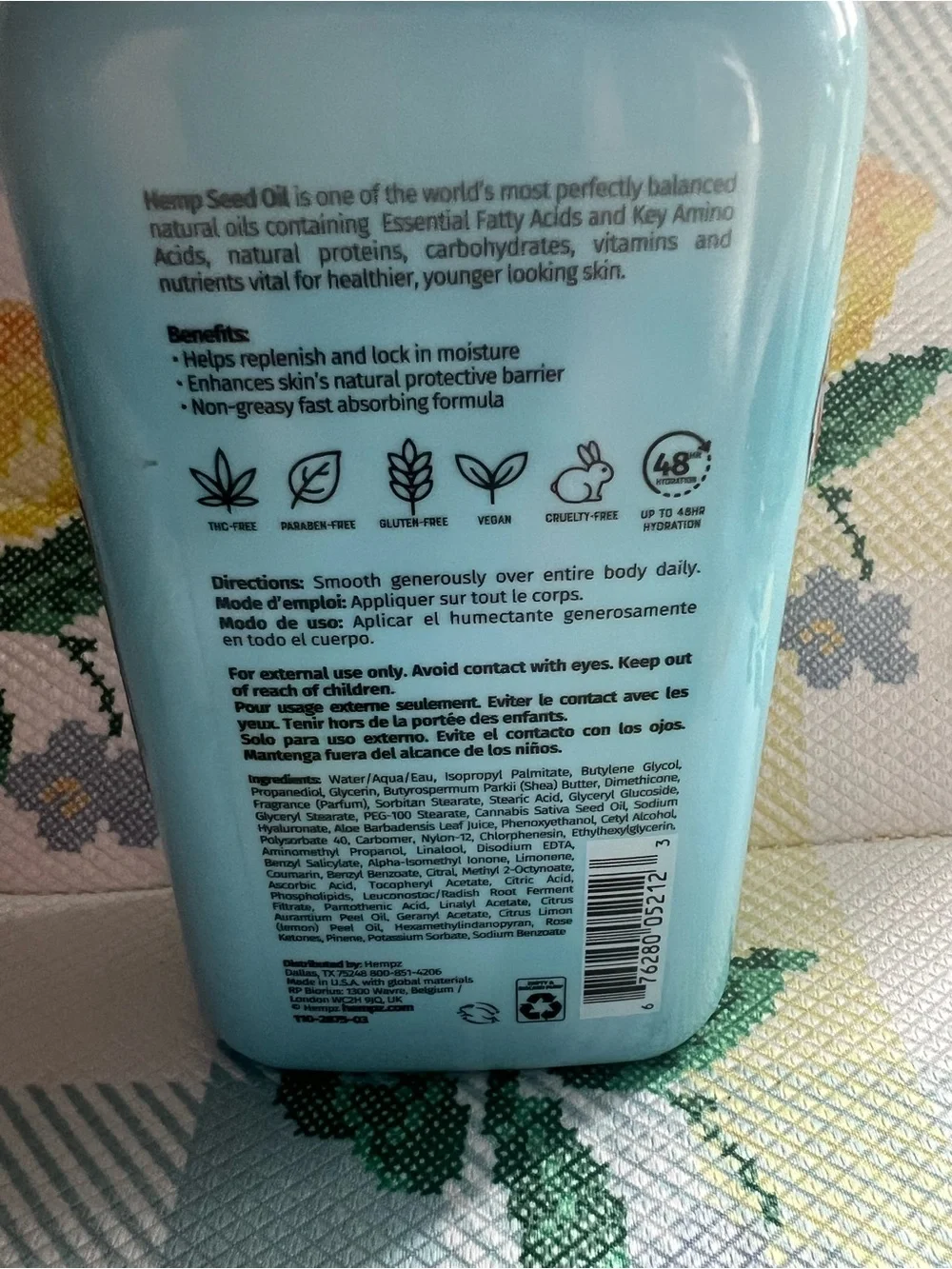 Hempz Ocean Breeze Herbal Body Moisturizer - Light Blue Bottle Factory Sealed.
